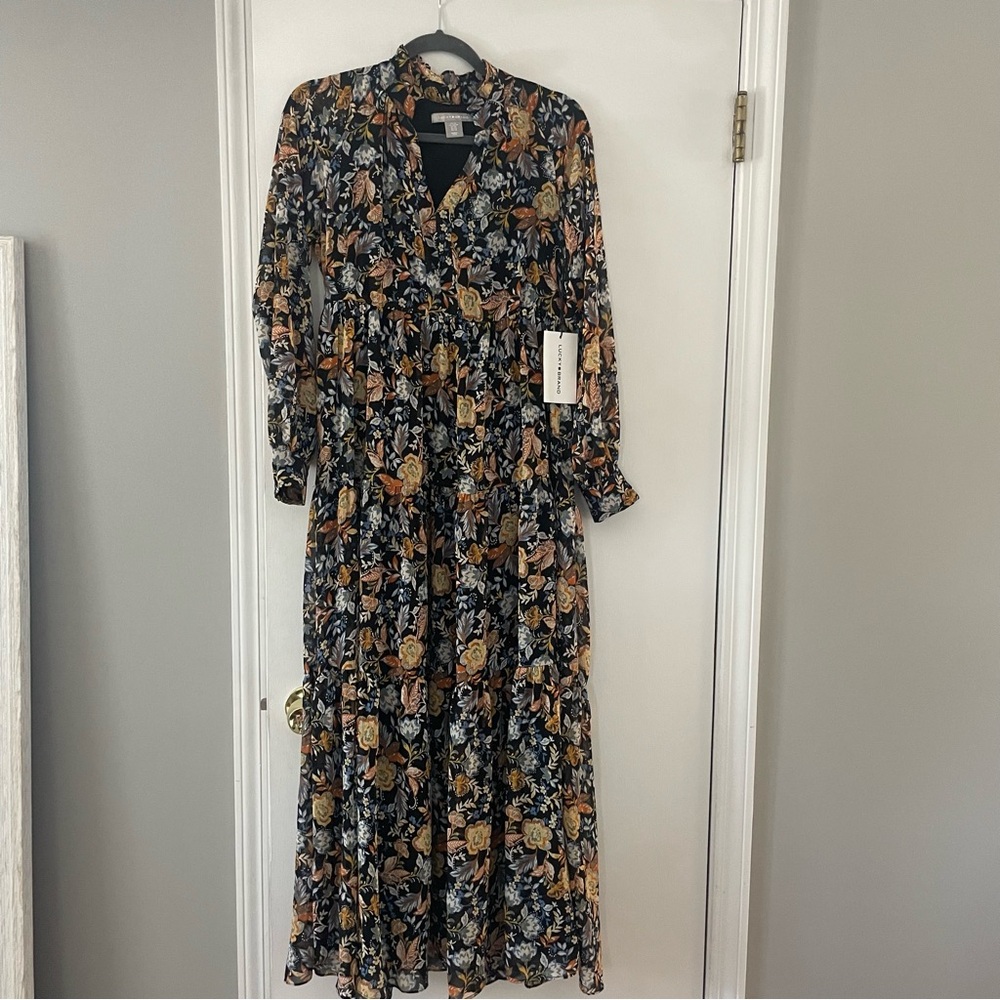 Lucky Brand Fall Floral Long Sleeve Maxi Dress